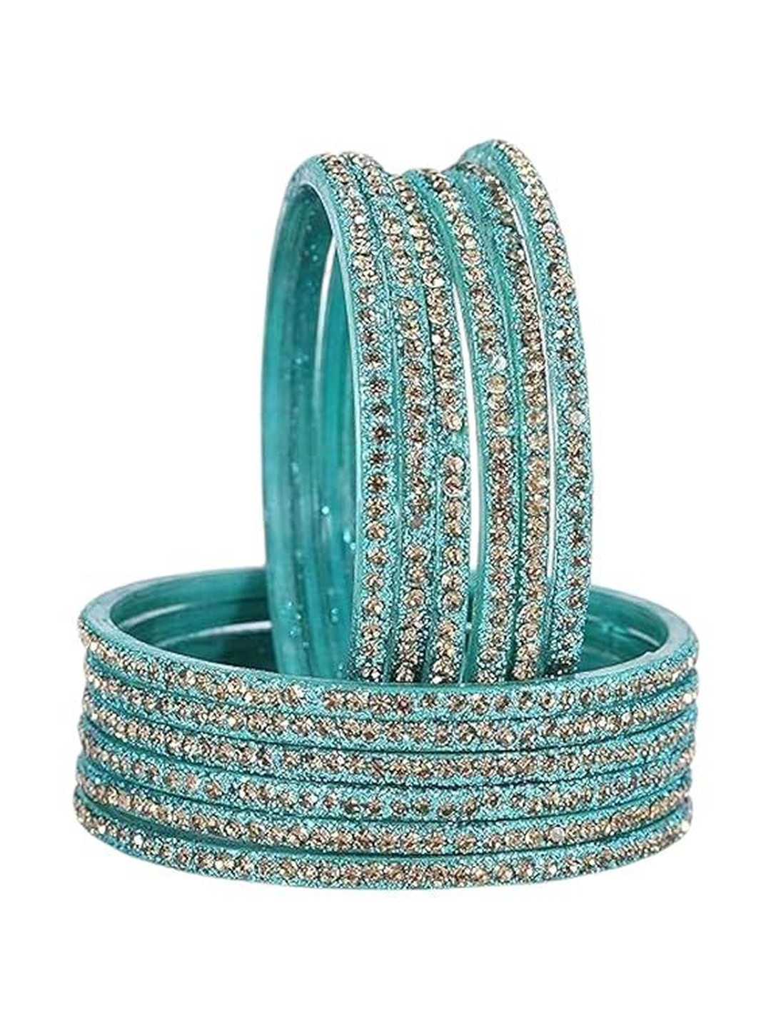 SD Star Teal Glass Artificial Stones & Beads Bangle