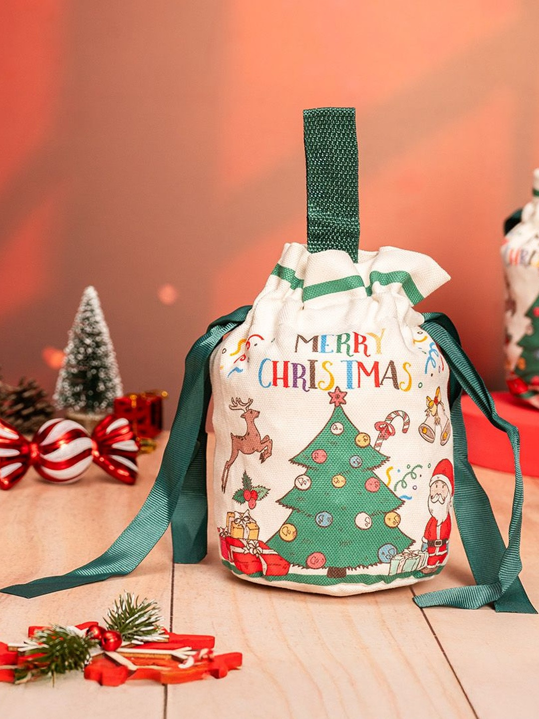 The Zappy Box Drawstring Gift Bag Festive Decor