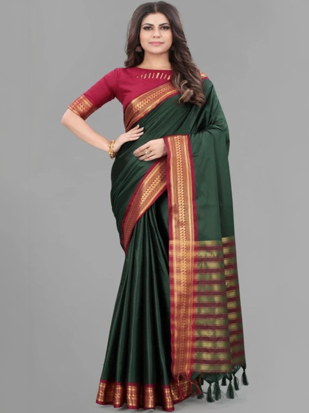 Paramparik Textile Woven Design Zari Silk Cotton Handloom Banarasi Saree