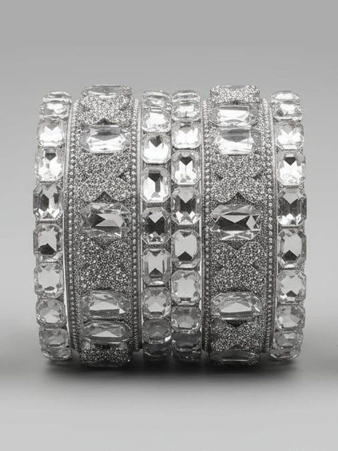 SD Star Silver Alloy Artificial Stones & Beads Bangle