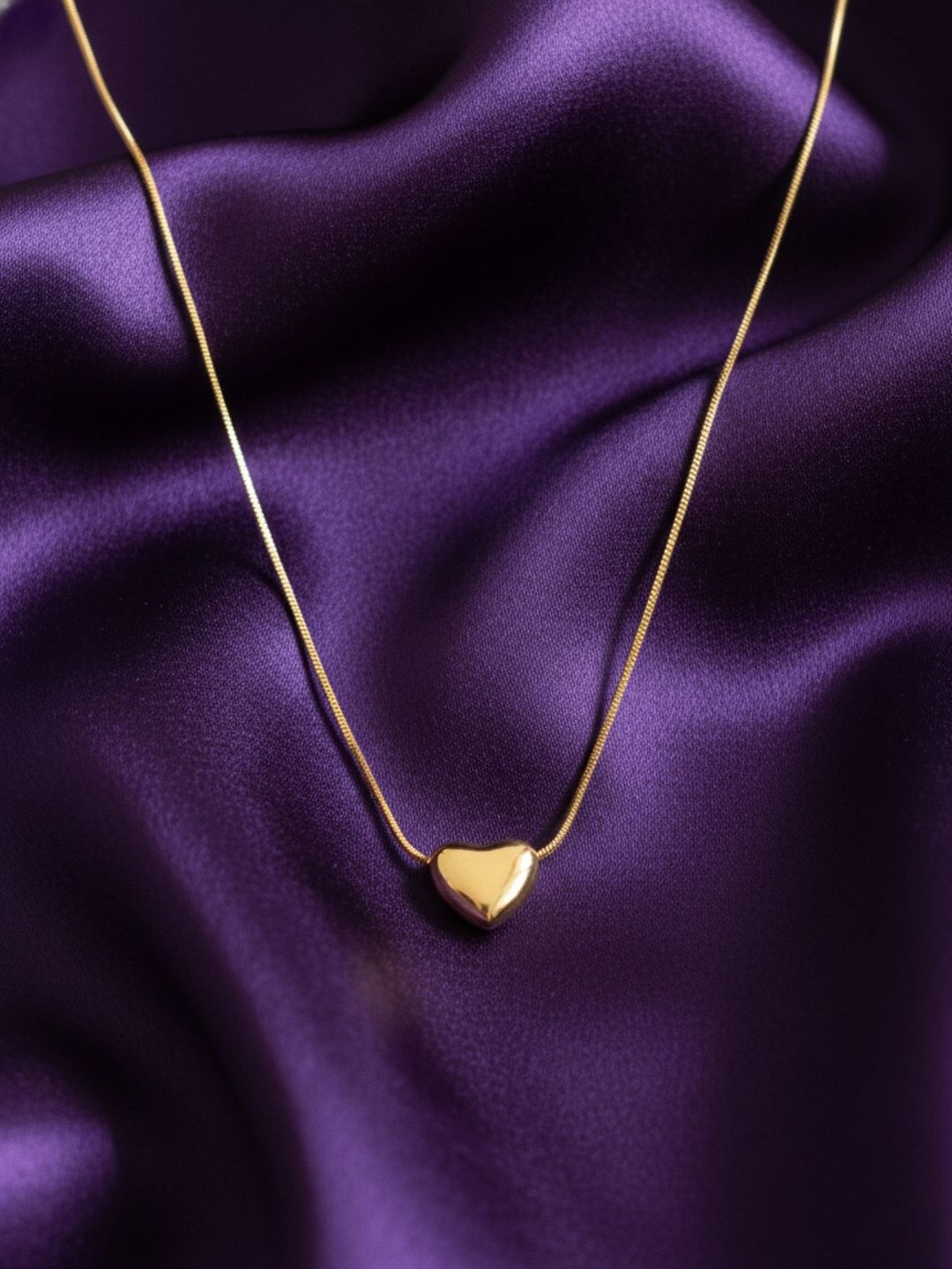 RACHIVA Stainless Steel 18K Gold-Plated Heart Shaped Pendants With Chain