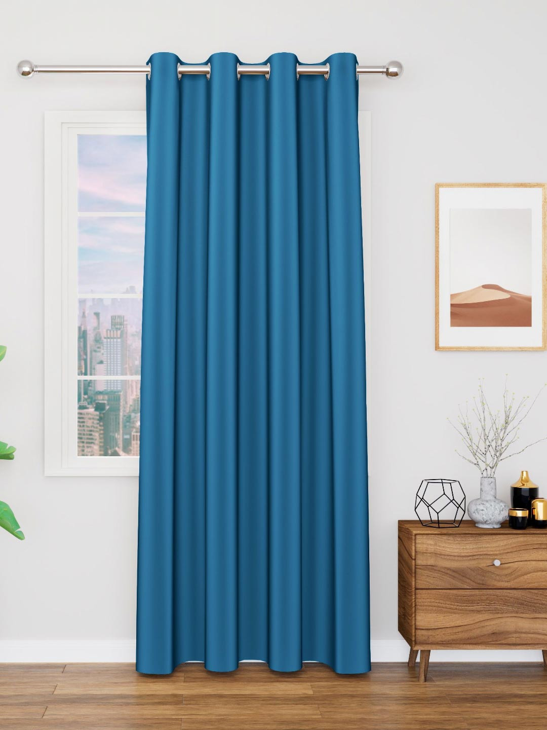 TOP DRAPES Blue Black Out Window Curtain