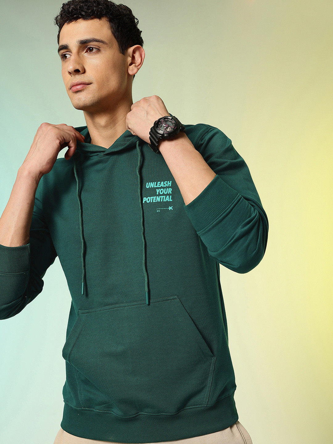 HRX by Hrithik Roshan Knitted Hooded Sweatshirt