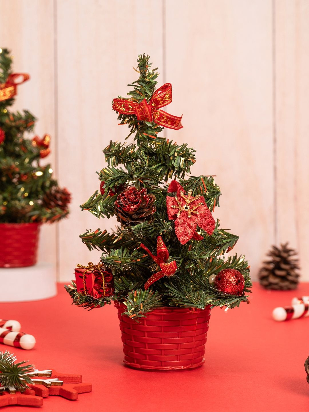 The Zappy Box  Red & Green Textured Mini Christmas Pot Festive Decor