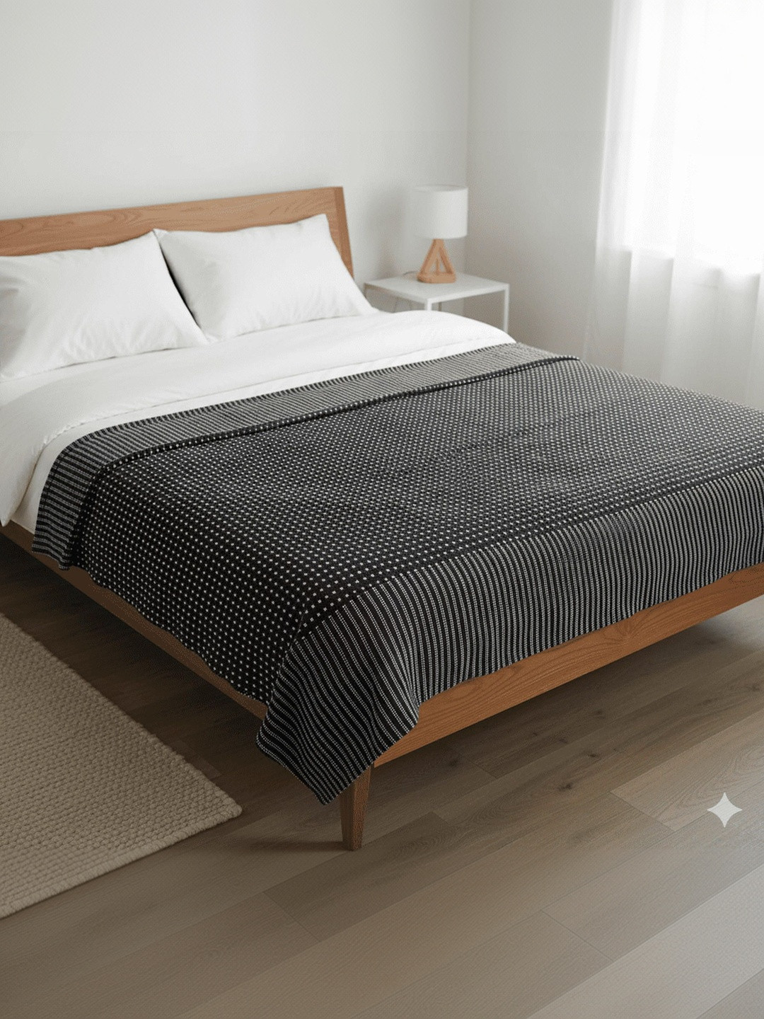 Tharunsha Elite Black & Black Pure Cotton AC Room 150 GSM Blanket