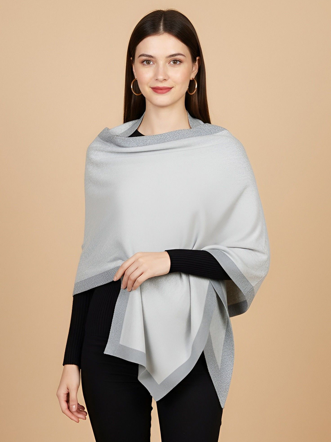 MUFFLY Women Woolen Stole with Contrast Border