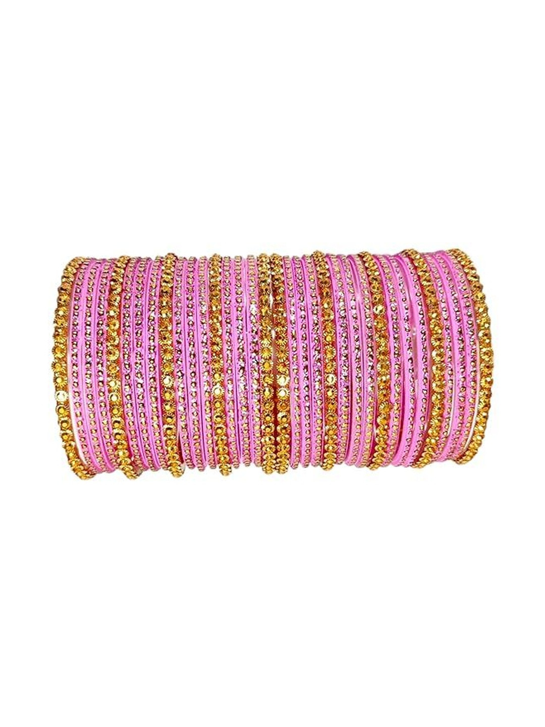 SD Star Pink Glass Artificial Stones & Beads Bangle