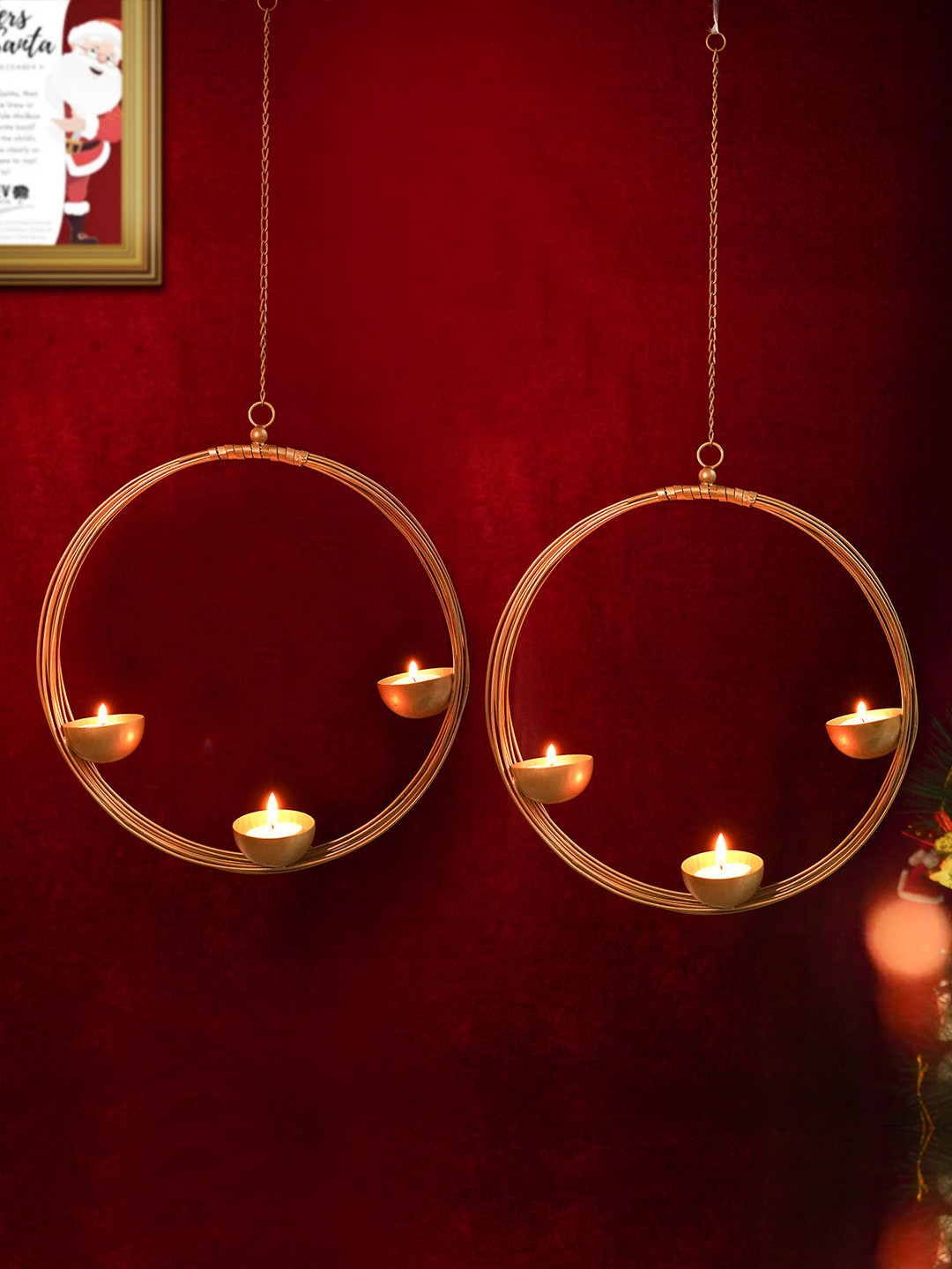 TIED RIBBONS Set of 2 Wall Hanging Sconces Tealight Candle Holder