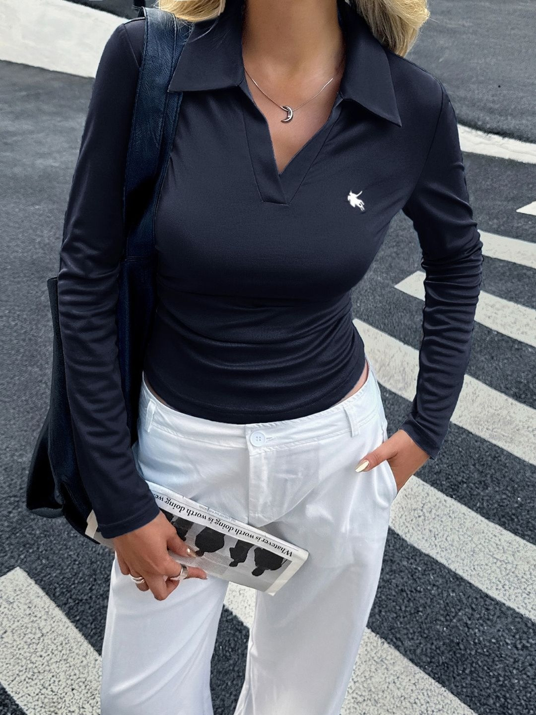 KPOP Brand Logo Polo Collar T-shirt