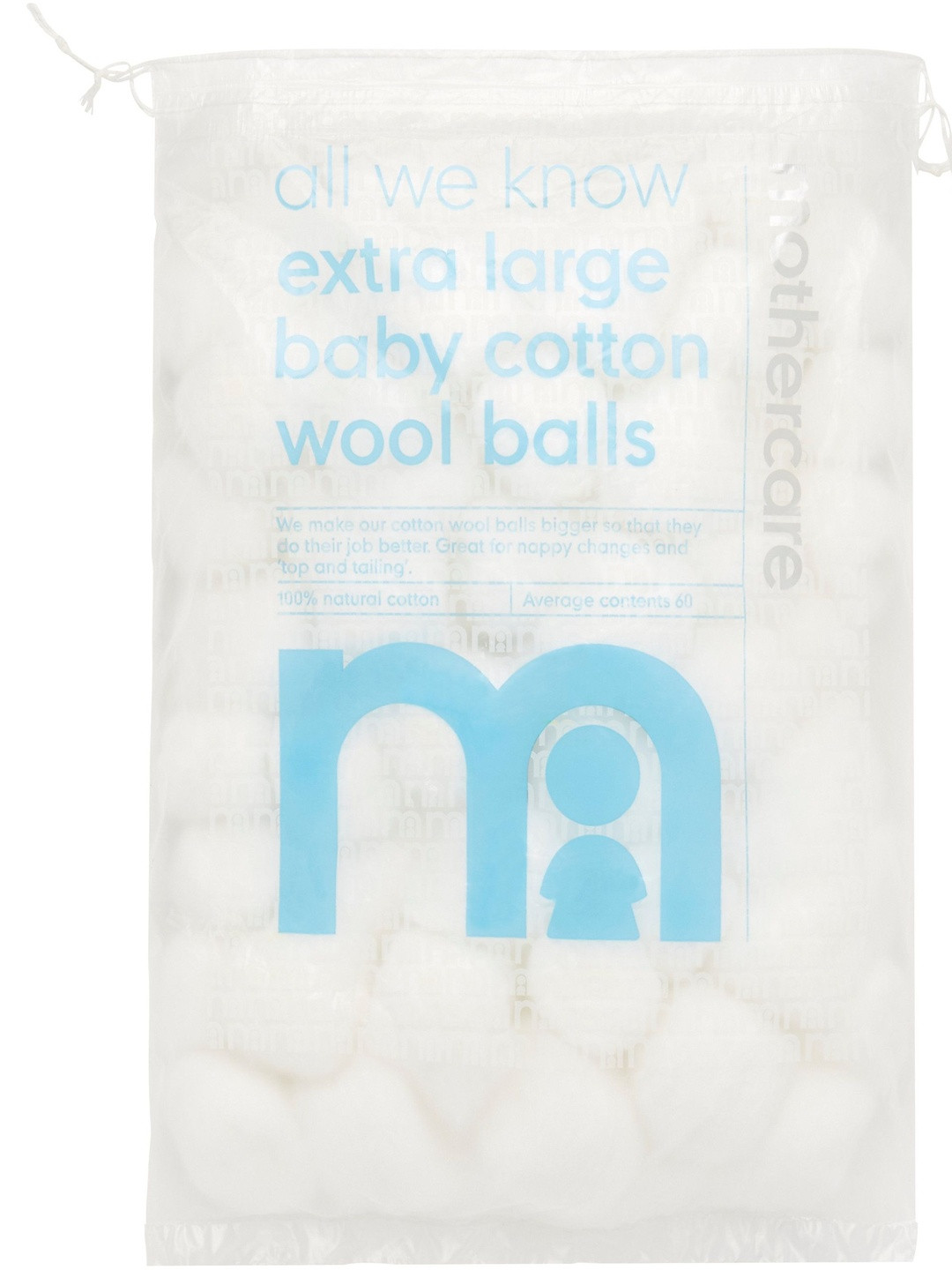 mothercare Kids All We Know Cotton Wool Balls - 60 Pcs