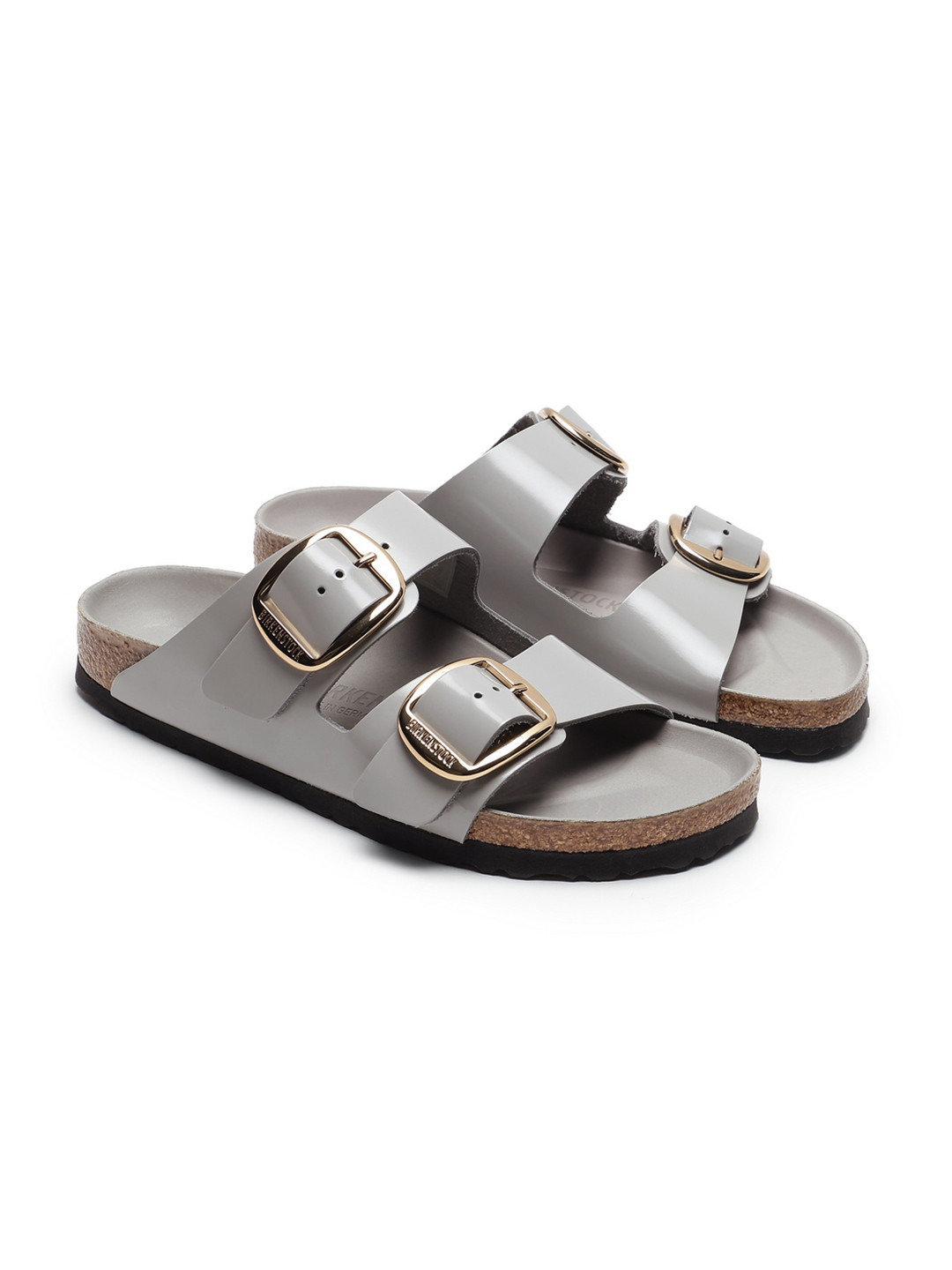 Birkenstock Women Leather Buckle Two Strap Flats