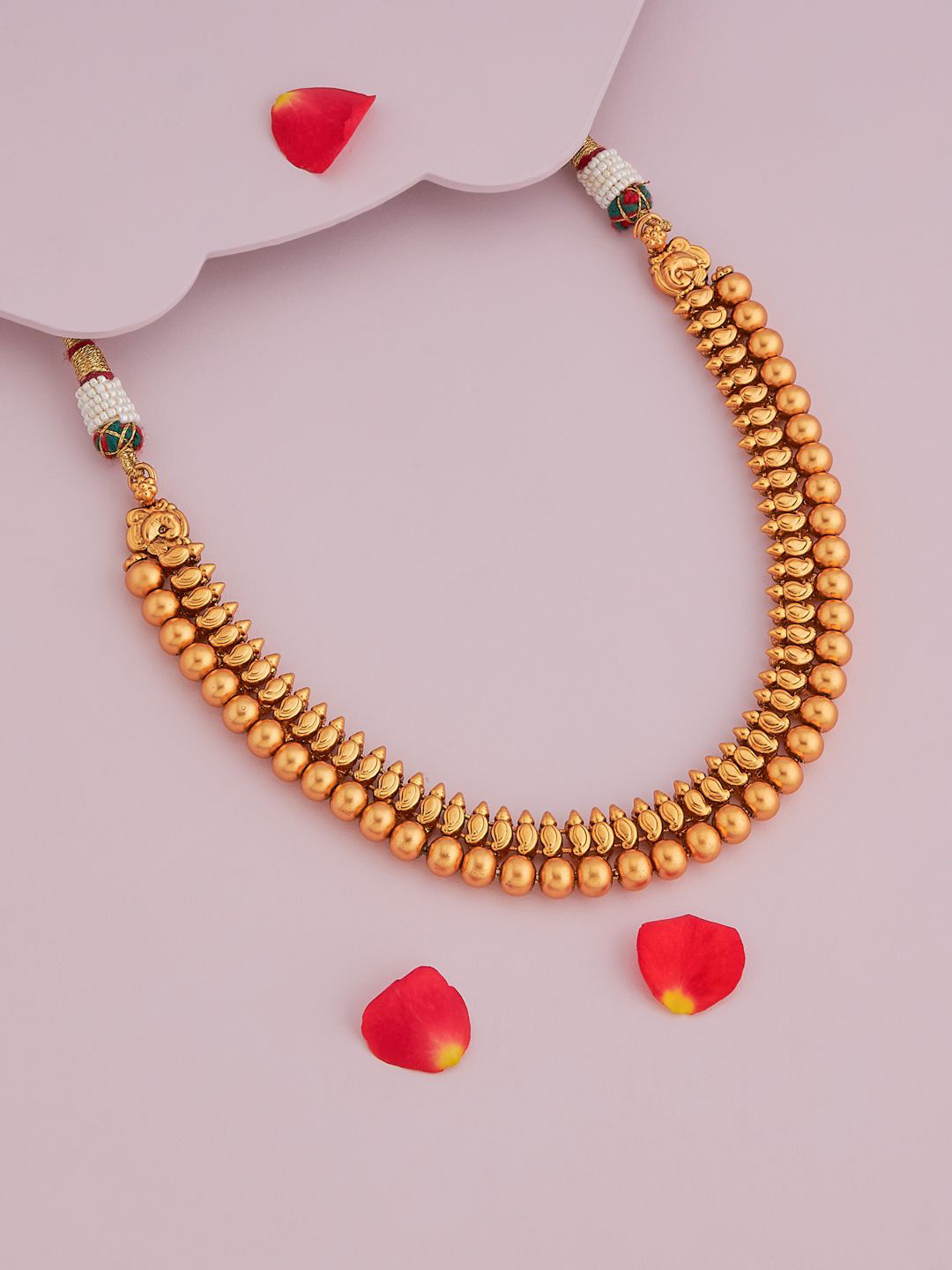 Kushal's Fashion Jewellery Gold-Plated Ethnic Antique Short Necklace