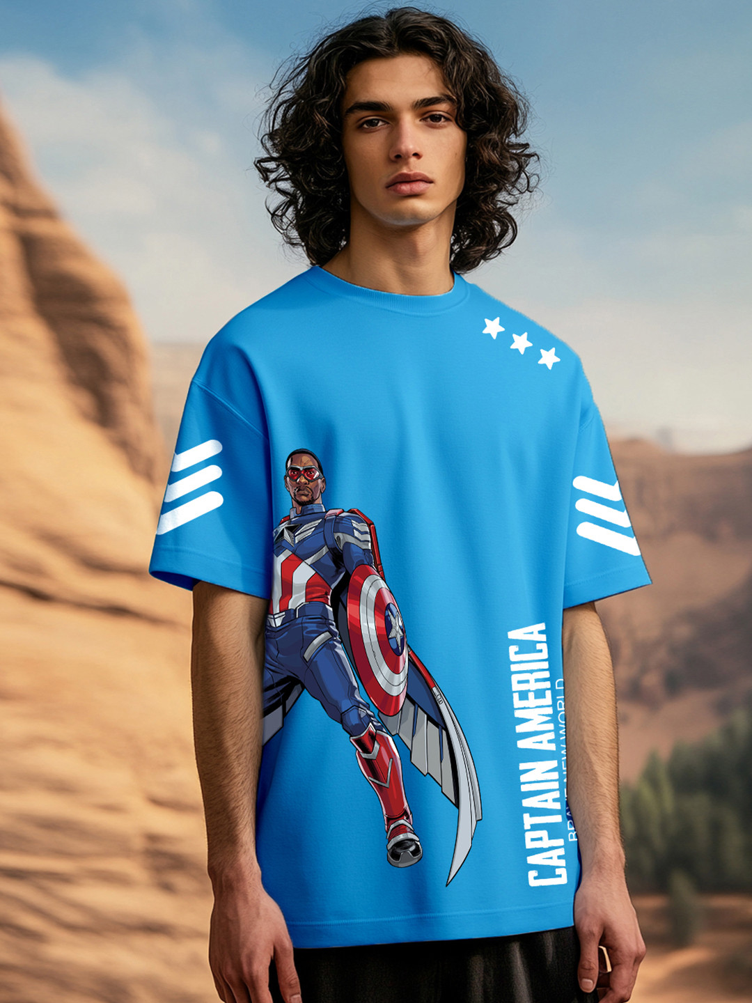 Bewakoof Heavy Duty 1.0 Official Marvel Captain America Men's Printed Oversized T-Shirt