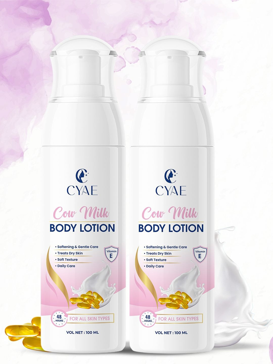 Cyae Set Of 2 Cow Milk Body Lotion With Vitamin E - 100 ml Each