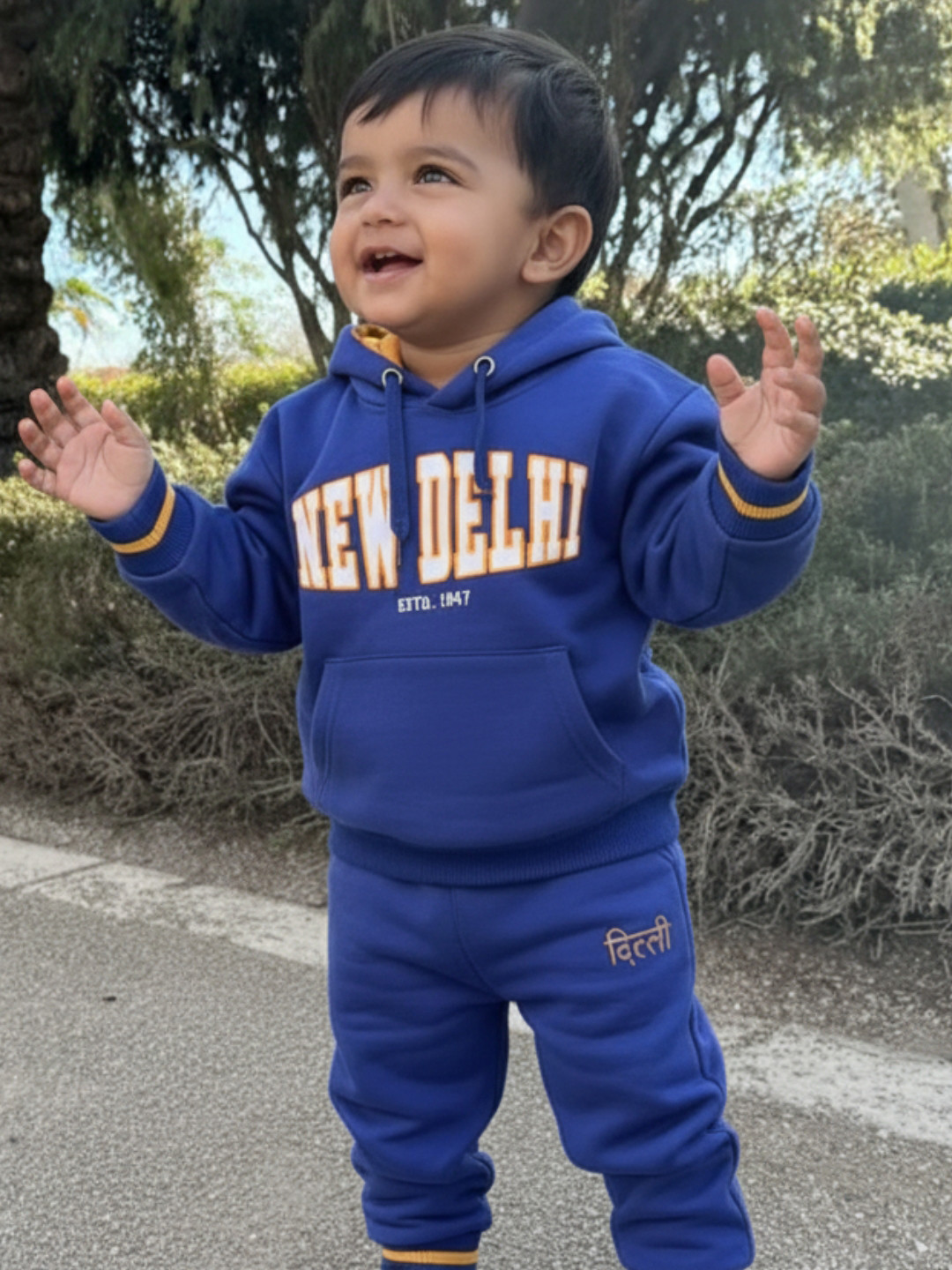 Nap Chief Kids Unisex Embroidered Pure Cotton Oversized Hooded Sweatshirt With Joggers