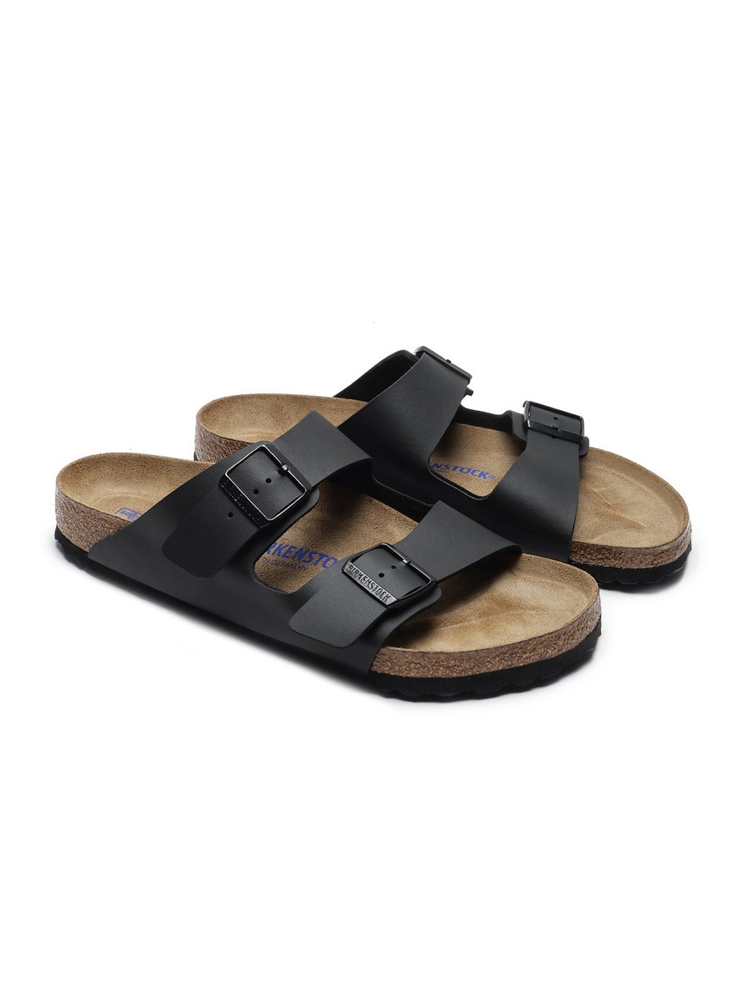 Birkenstock Arizona Soft Footbed Black Regular Width Birko-Flor Two-Strap Sandals
