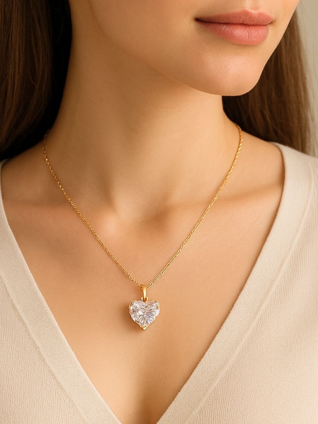 Bauble Cluster Women Gold-Plated Heart Shaped Pendants with Chains