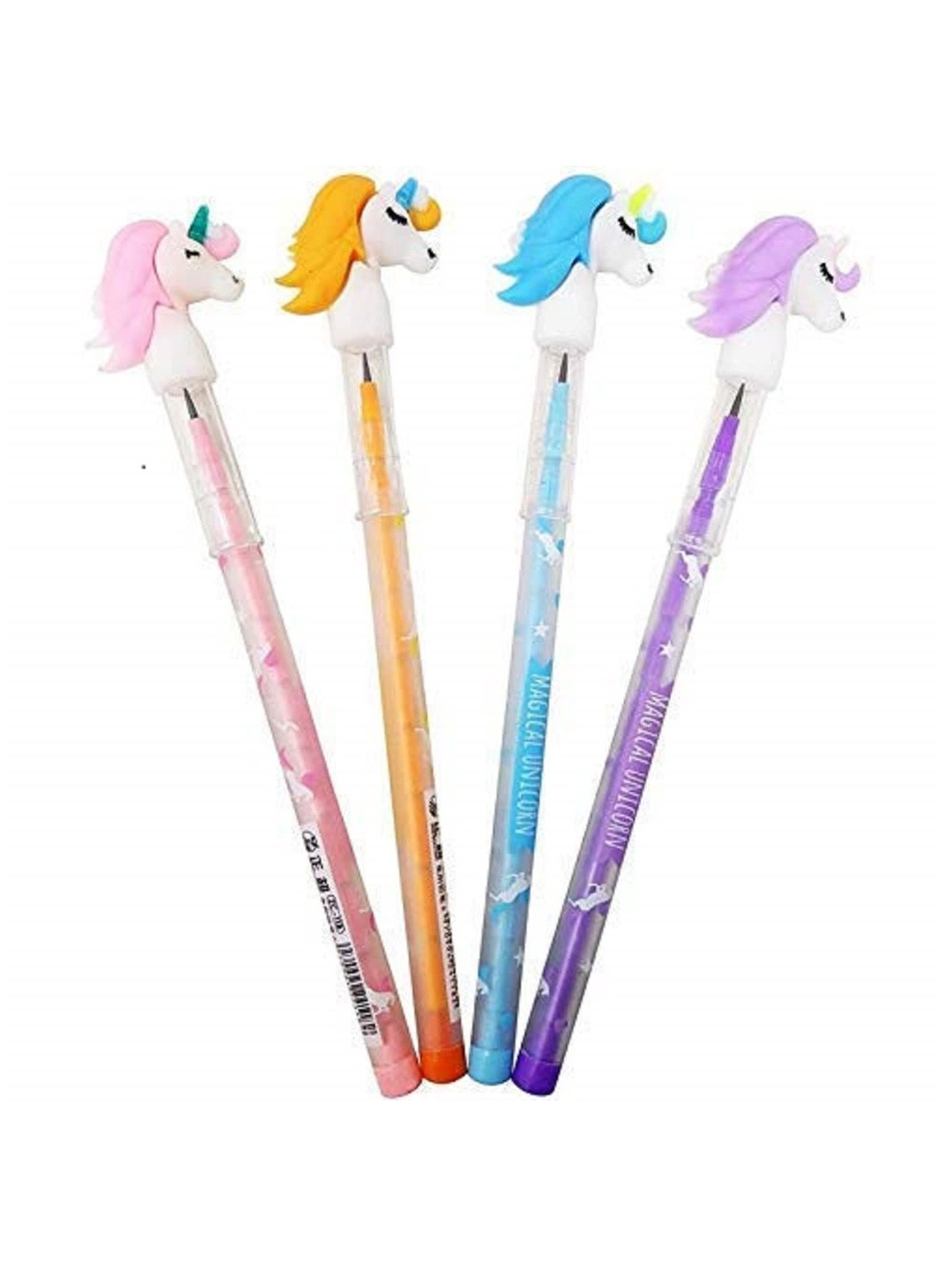 VR Creatives Pack of 4 Unicorn Design Pencils Stacking Pencil