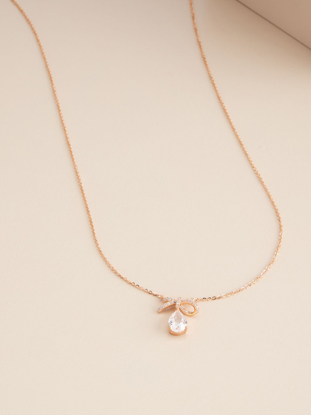 Kushal's Fashion Jewellery Women White Rose Gold-Plated 92.5 Sterling Silver Necklace