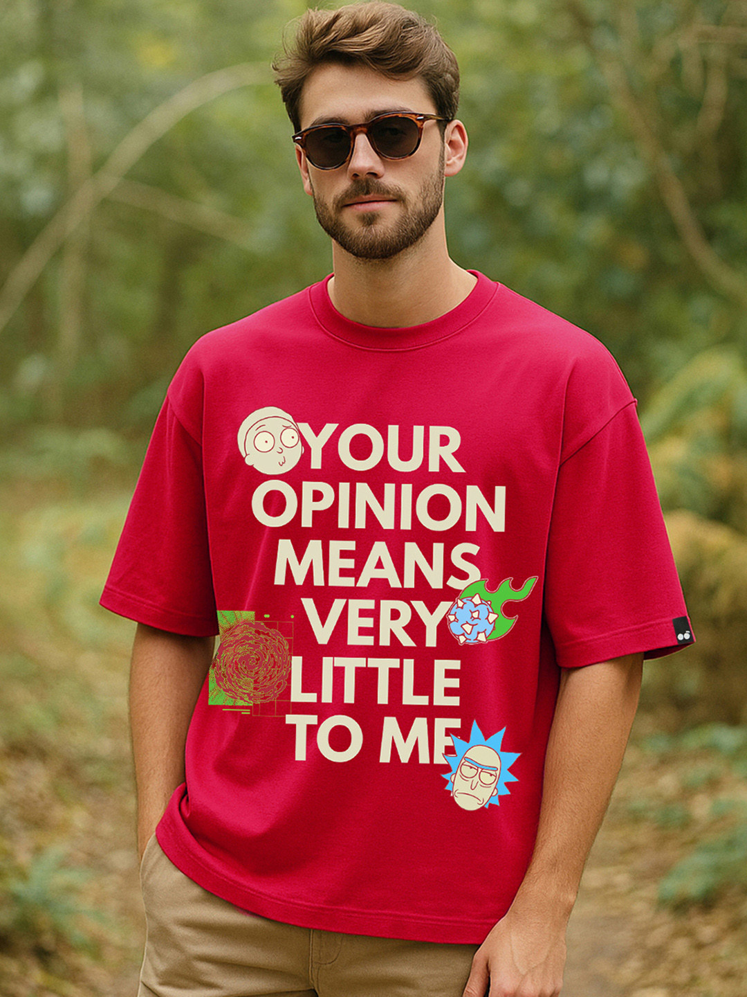 Bewakoof Official Rick And Morty Merchandise Pure Cotton Typography Oversized T-Shirt