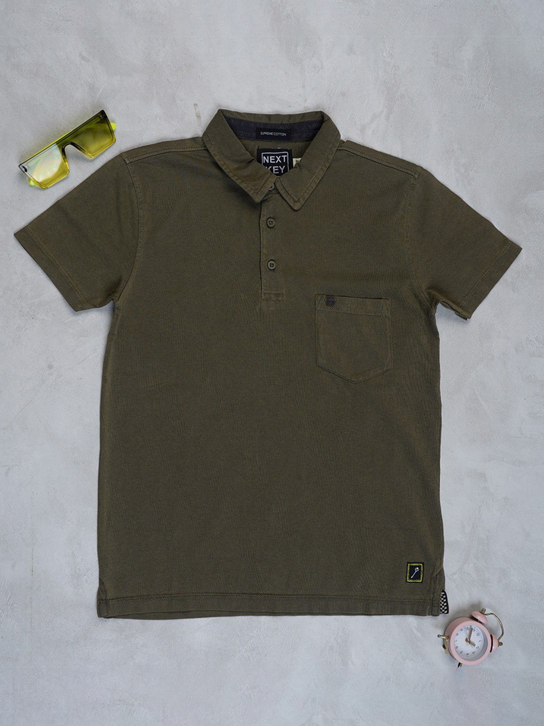 NEXT KEY Boy's Solid Cotton Polo Collar Tshirt