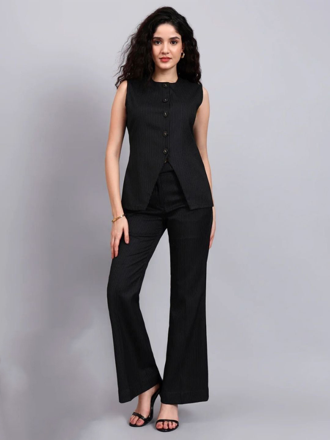 PowerSutra Pinstriped Flared Top With Trouser