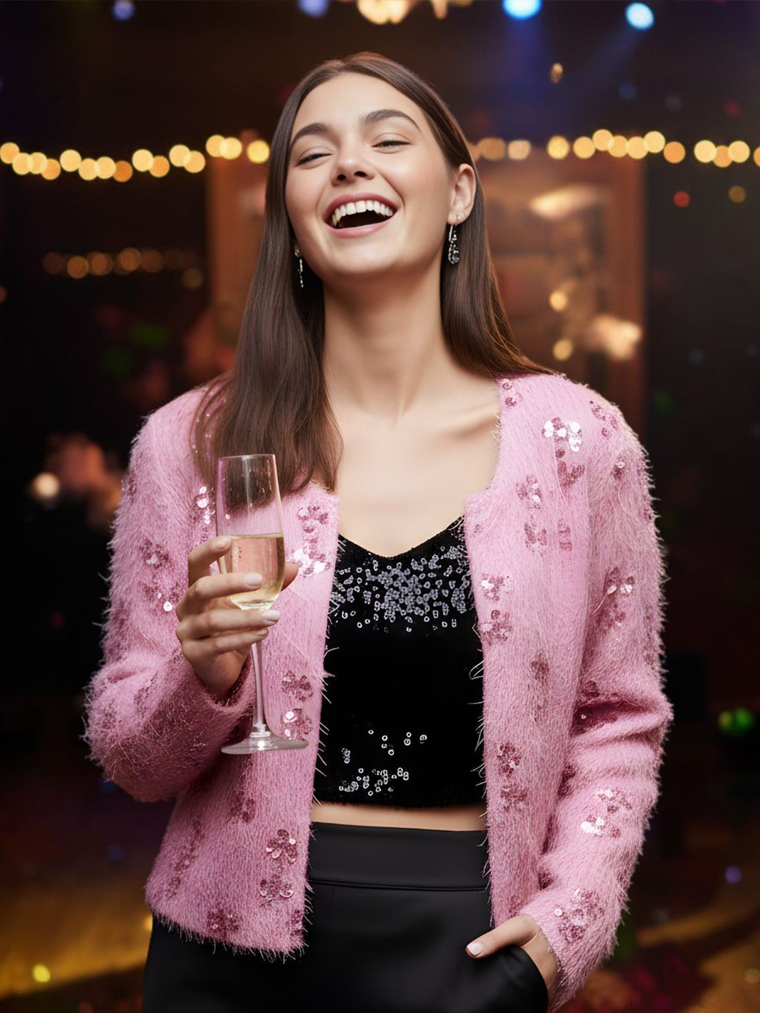 Sera Women Party Embellished Sequin Shrug