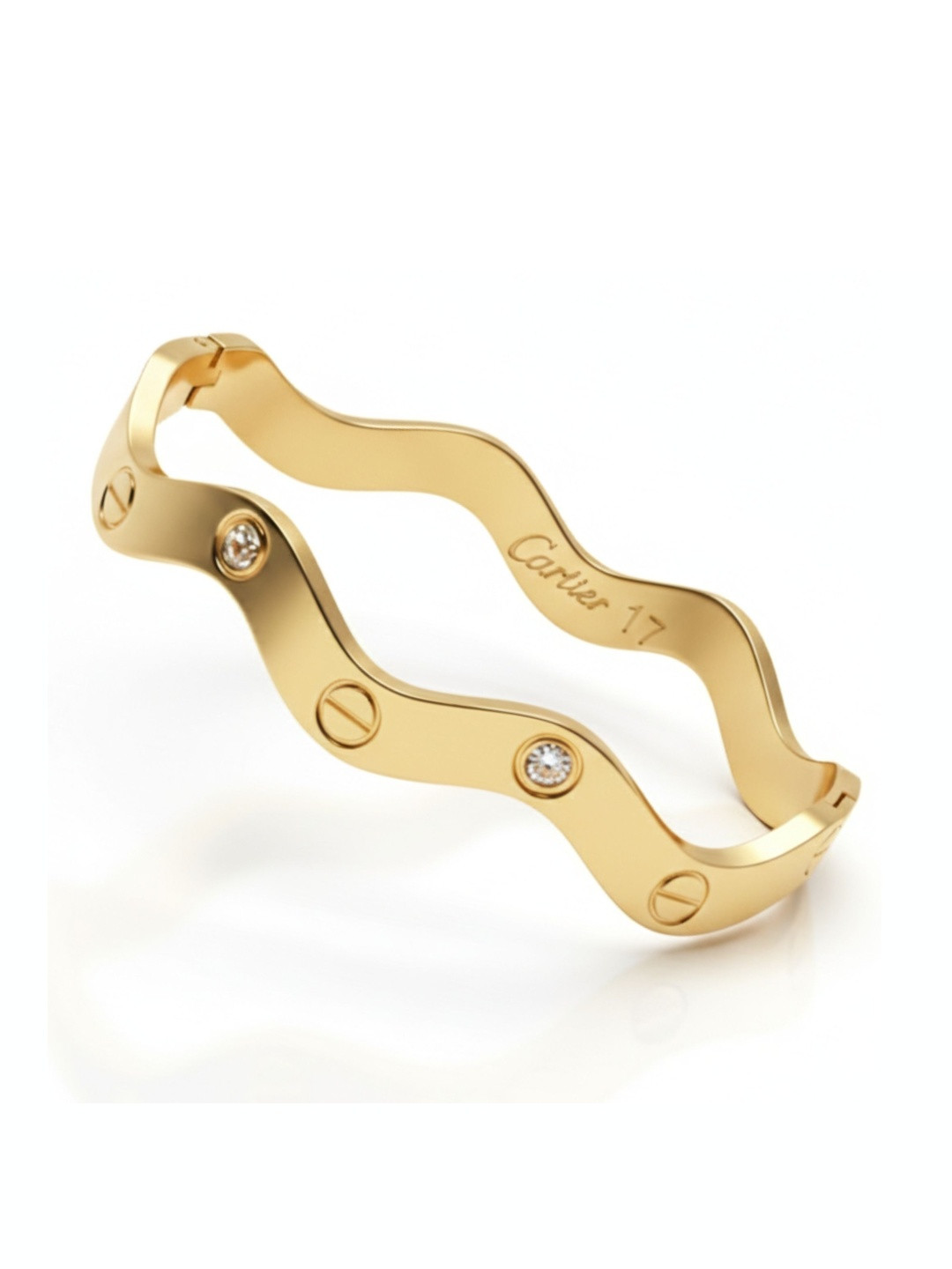 RKB Sales Women Cubic Zirconia Antique Gold-Plated Kada Bracelet