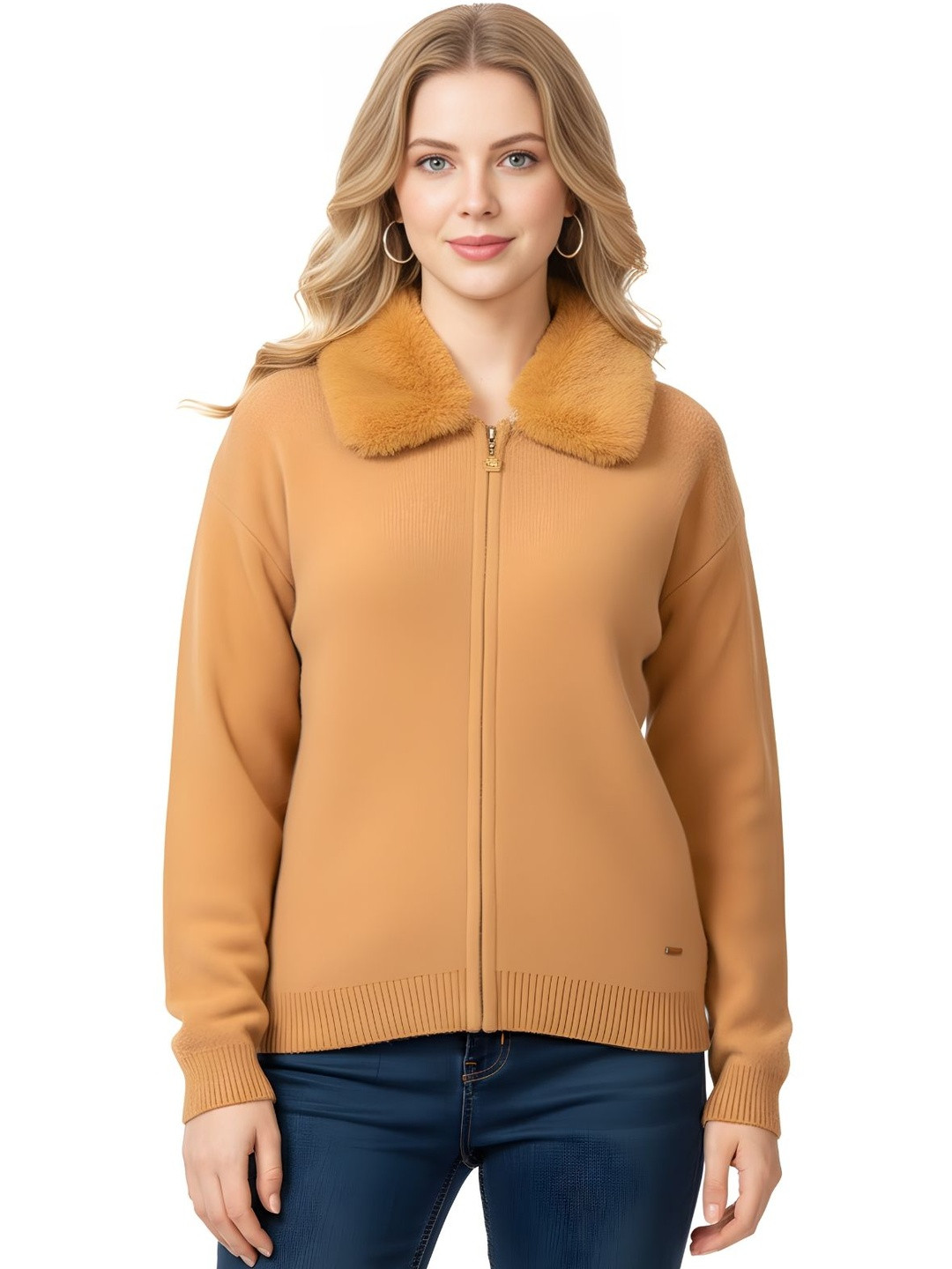 LASOON Women Woollen with Zip Detail Detail