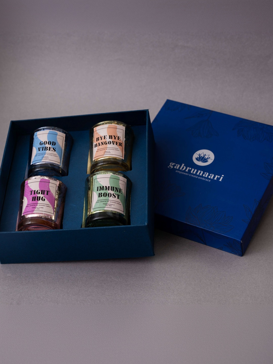 gabrunaari Set of 4 Aromatherapy Glass Soy Wax Candles