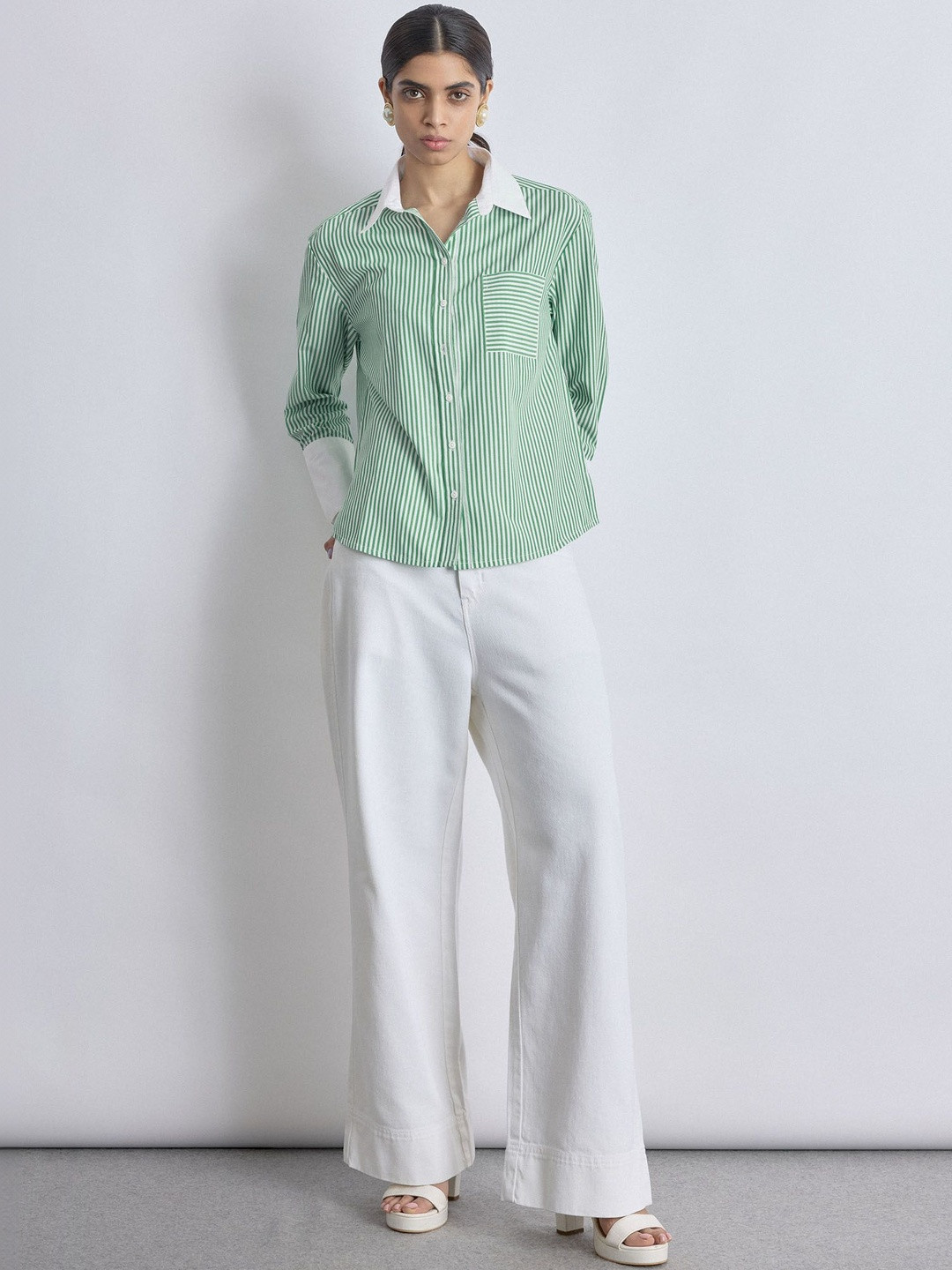 The Label Life Women Multi Stripes Printed Casual Shirt