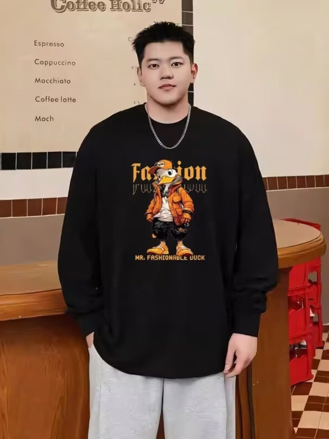 KPOP Men Donald Duck Printed T-shirt