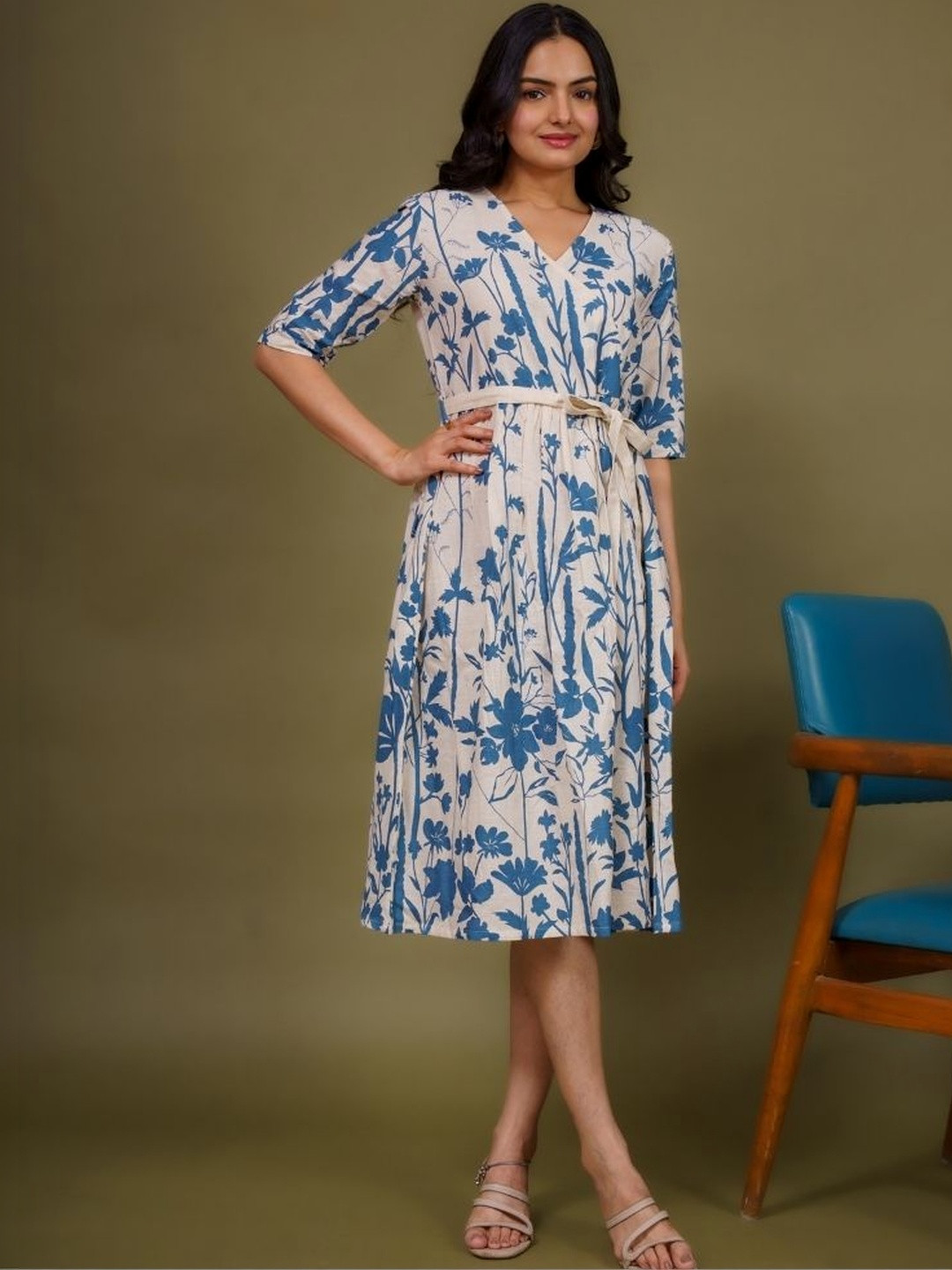 EKISHA Floral Print Fit & Flare Dress
