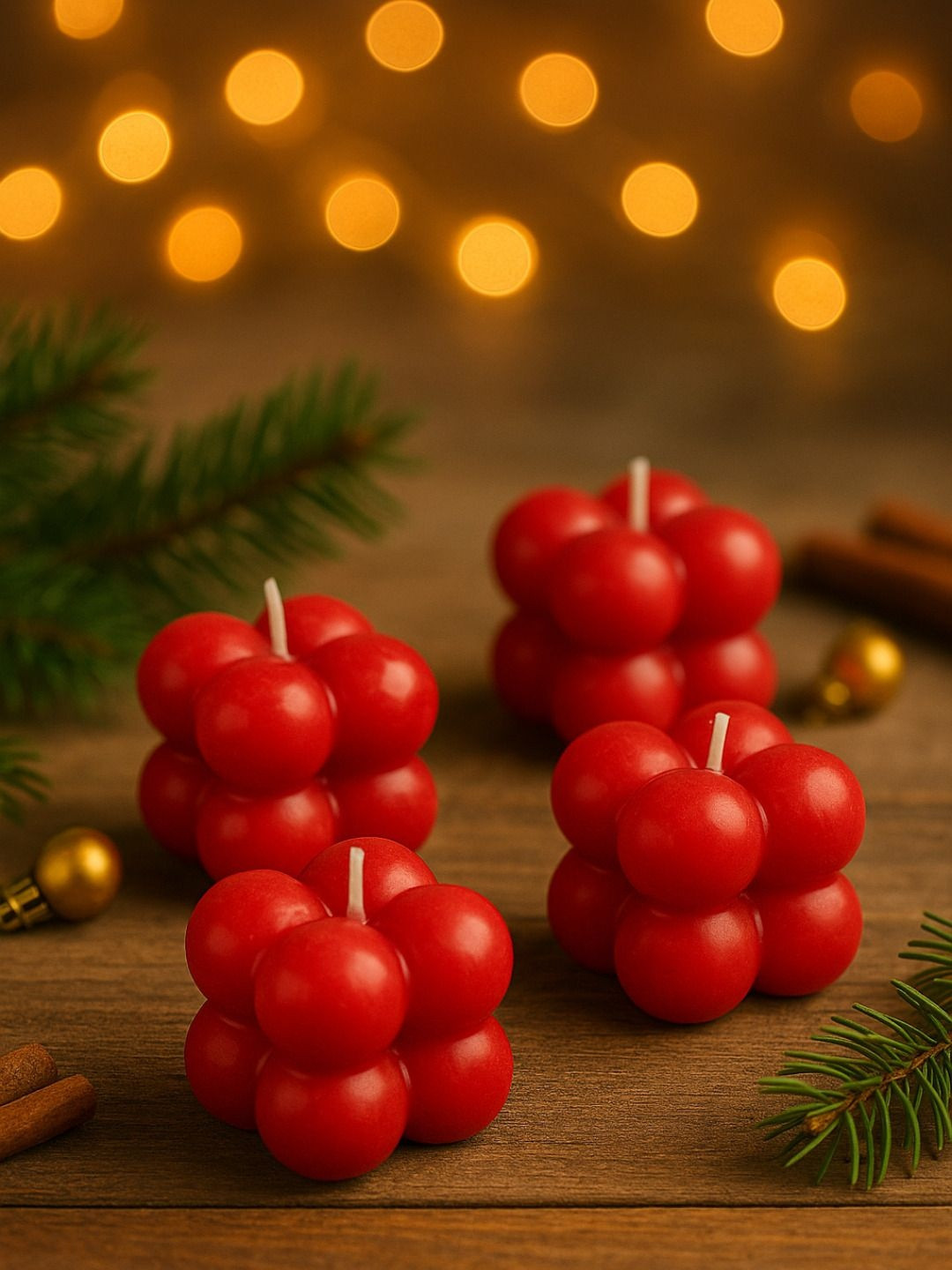 LIGHT JEWELS Set Of 4 Bubble Pillar Candle