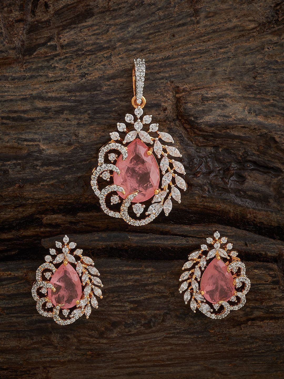 Kushal's Fashion Jewellery White Rhodium-Embellished Bridal Party Zircon Jewellery Set