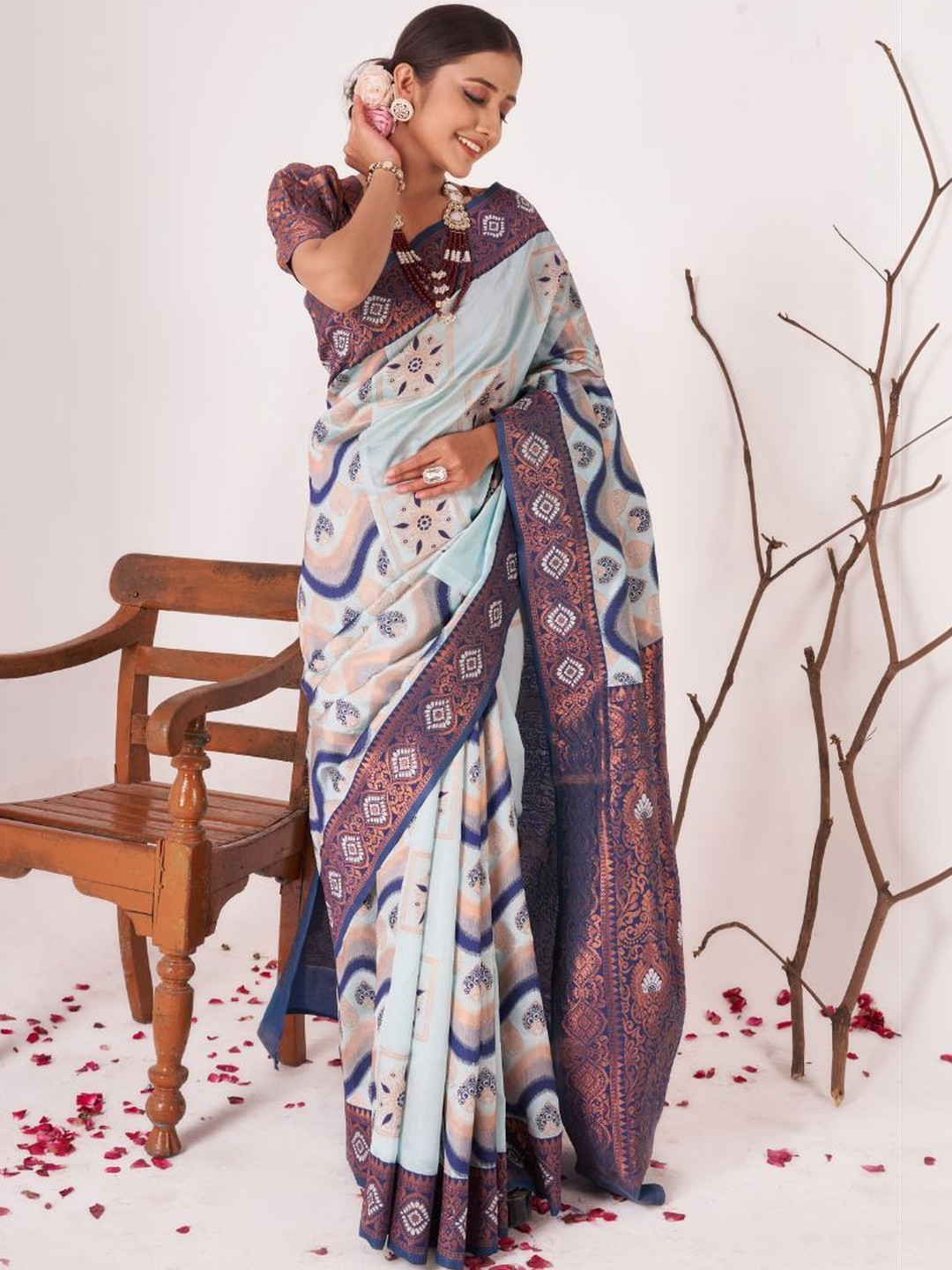 Style Drawer Woven Design Zari Jacquard Silk Kanjeevaram Saree