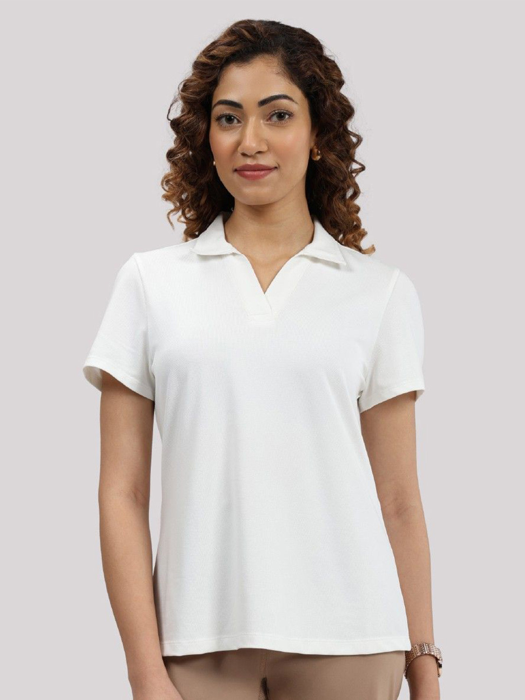 Blissclub Pique Polo Collar H/S Top
