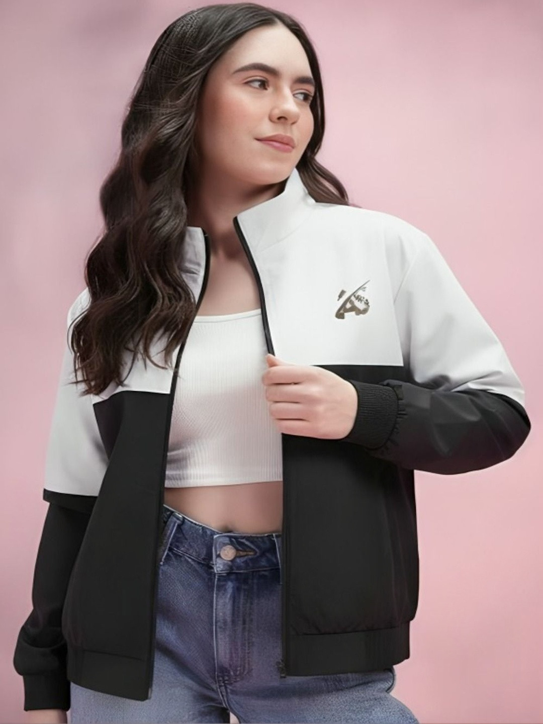 MAYKR Women Brand Logo Colourblocked Lightweight Sporty Jacket