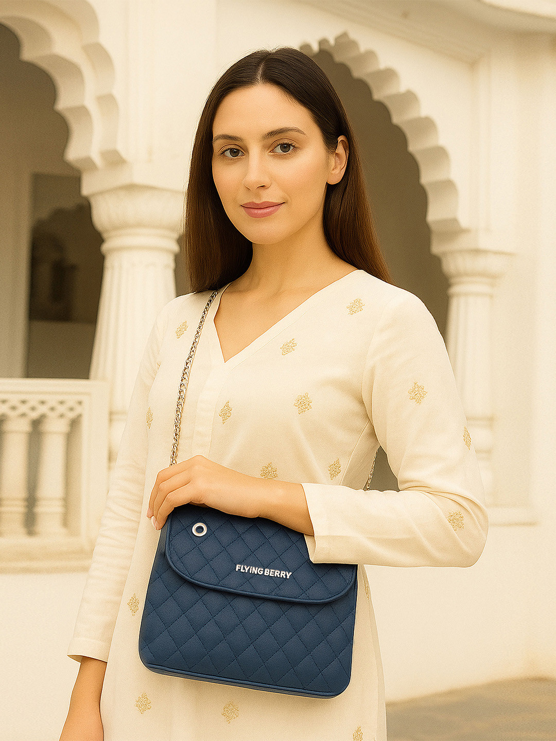 FLYING BERRY Blue Solid Sling Bag