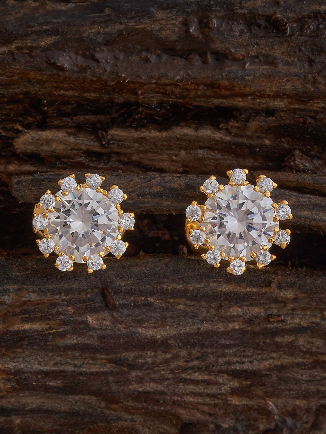 Kushal's Fashion Jewellery Embellished Bridal Gold-Plated Cubic Zirconia Ring Nosepin