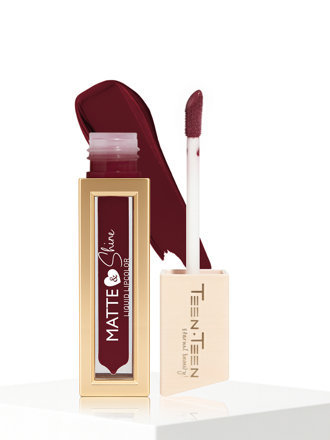 TEEN TEEN COSMETICS Matte & Shine Waterproof Liquid Lip Colour - 4 ml - Crunch Maroon - 17