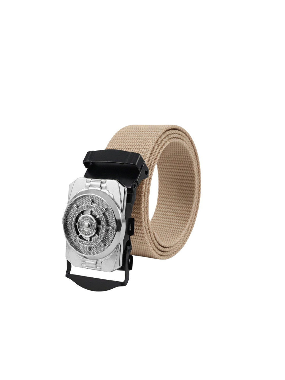 Niddleman Men Woven Design Spinning Buckle Belt