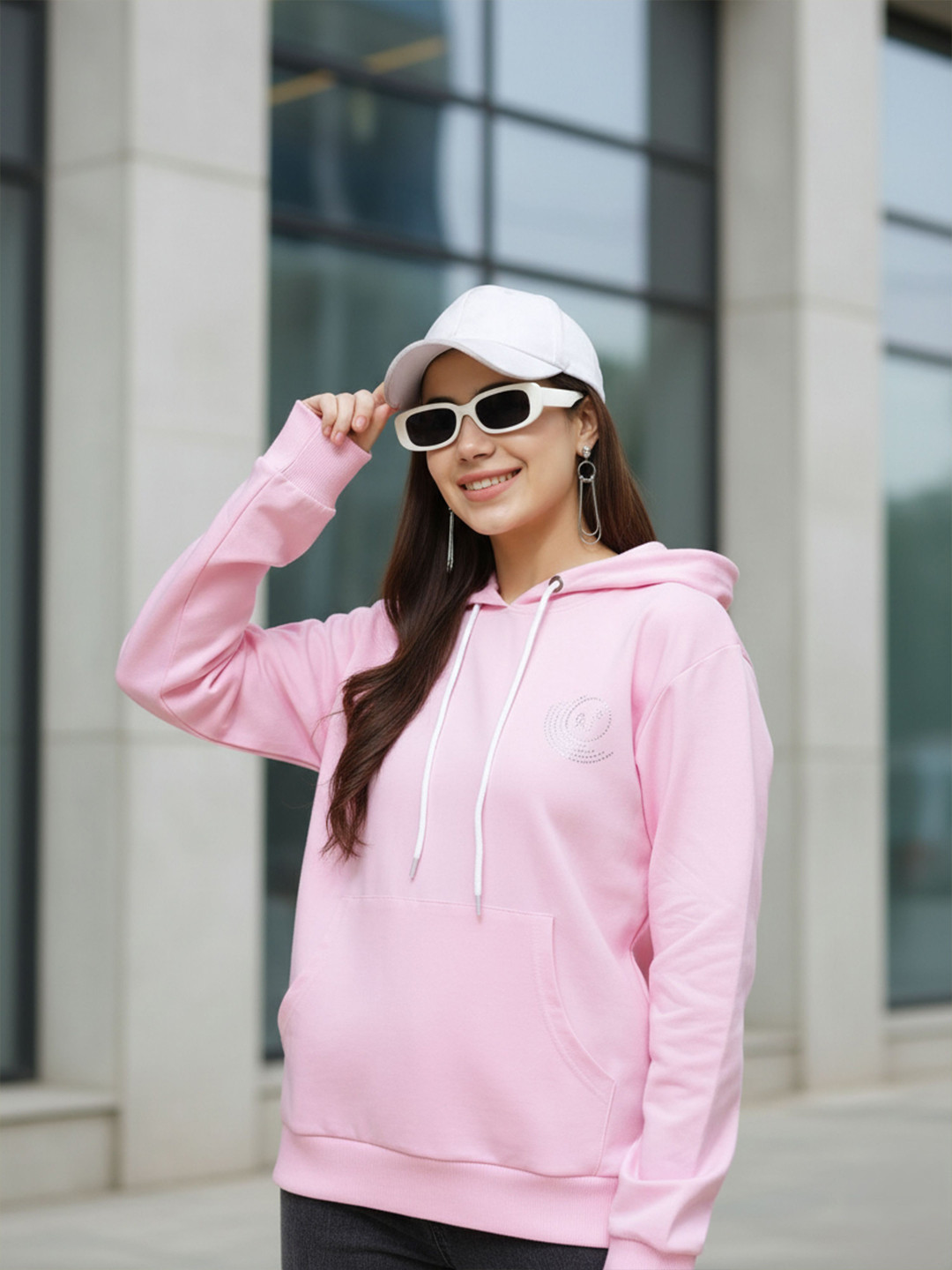 9shines Label Women Warm, Relaxed & Trendy Fit Cozy Loop-Knit Hoodie