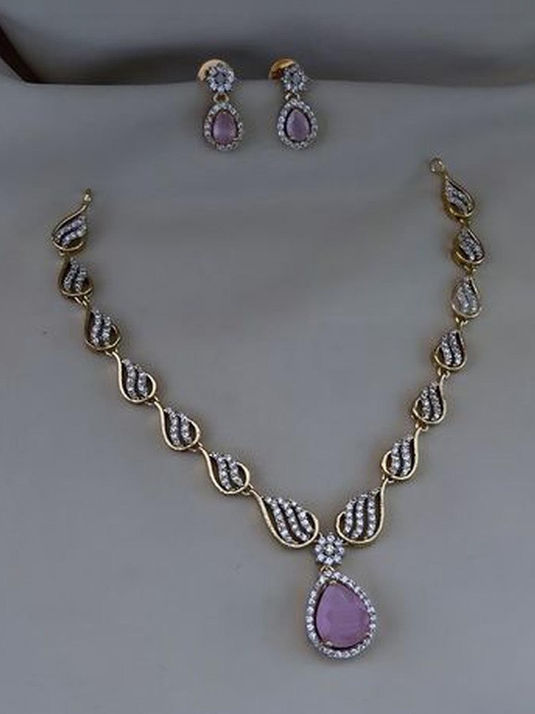FANCY KF Gold-Plated American Diamond Jewellery Set