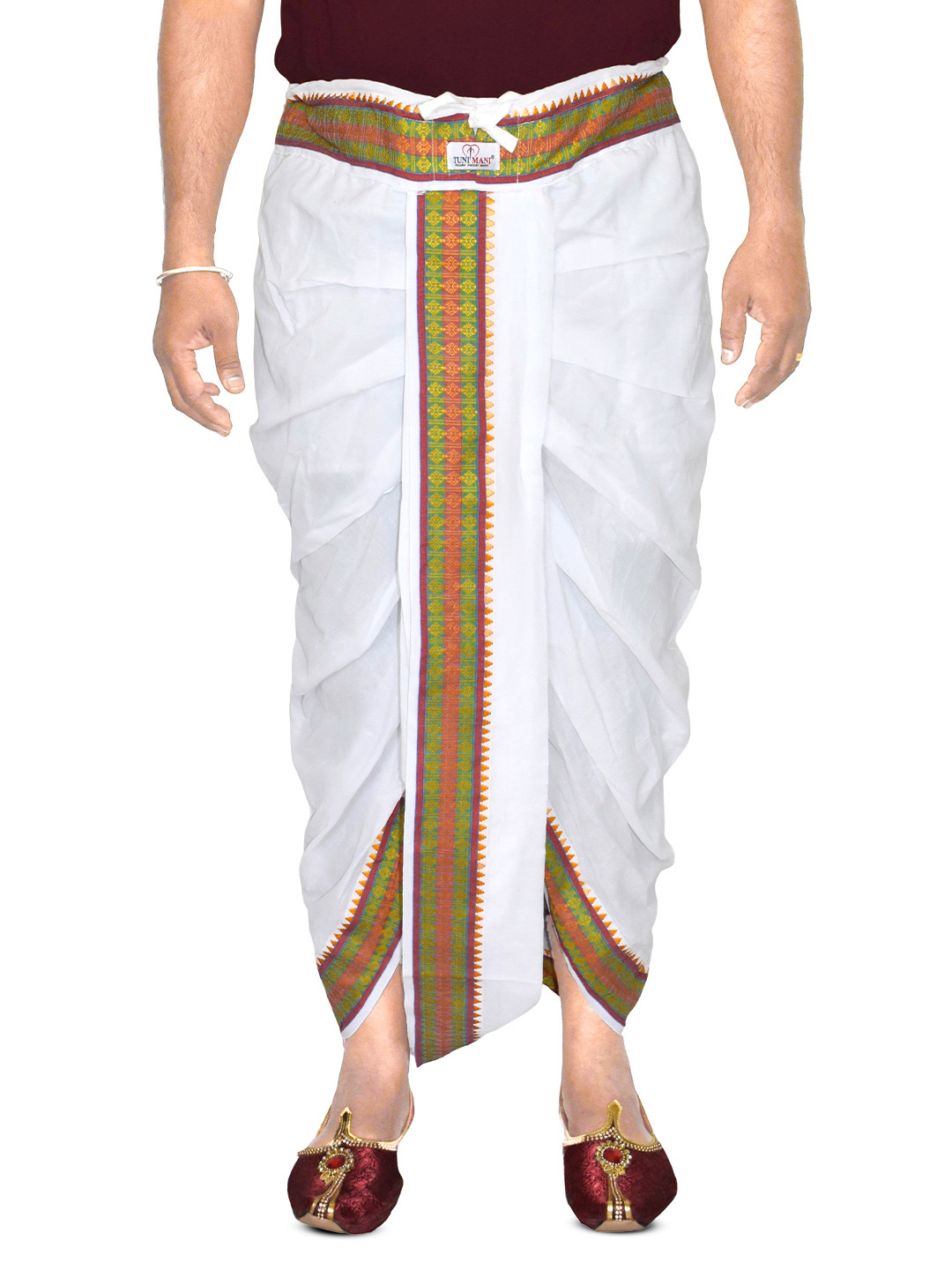 TUNI MANI Men Solid Adjustable Drawstring Waist with Side Pocket Readymade Dhoti Pant
