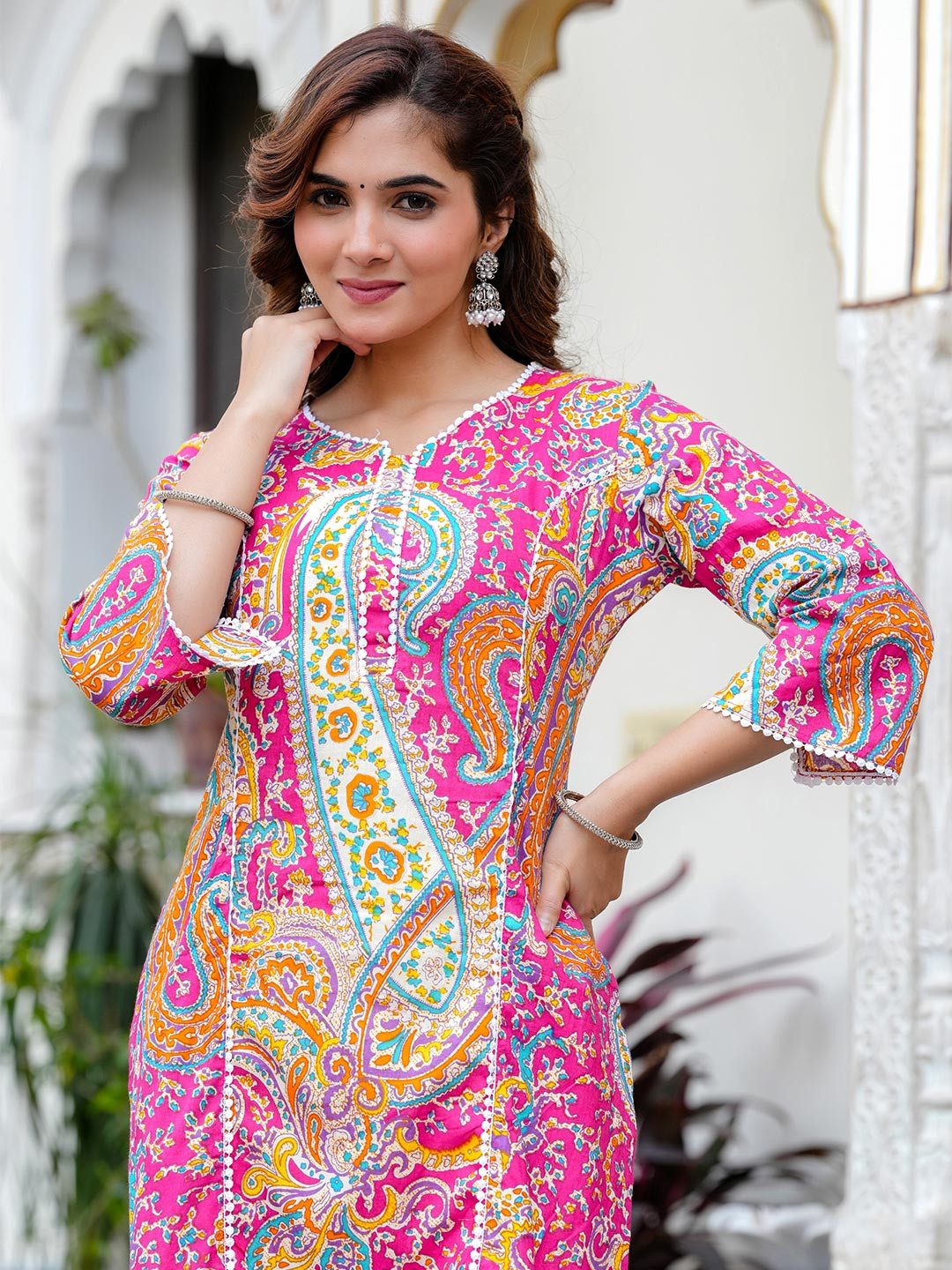 PRISCA Women Ethnic Motifs Printed Flared Sleeves Kurta