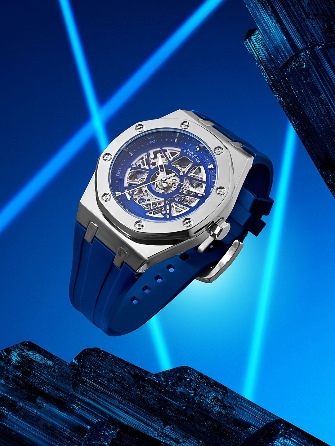 French Connection Men Skeleton Dial & Straps Analogue Automatic Motion Powered Watch FCA28U