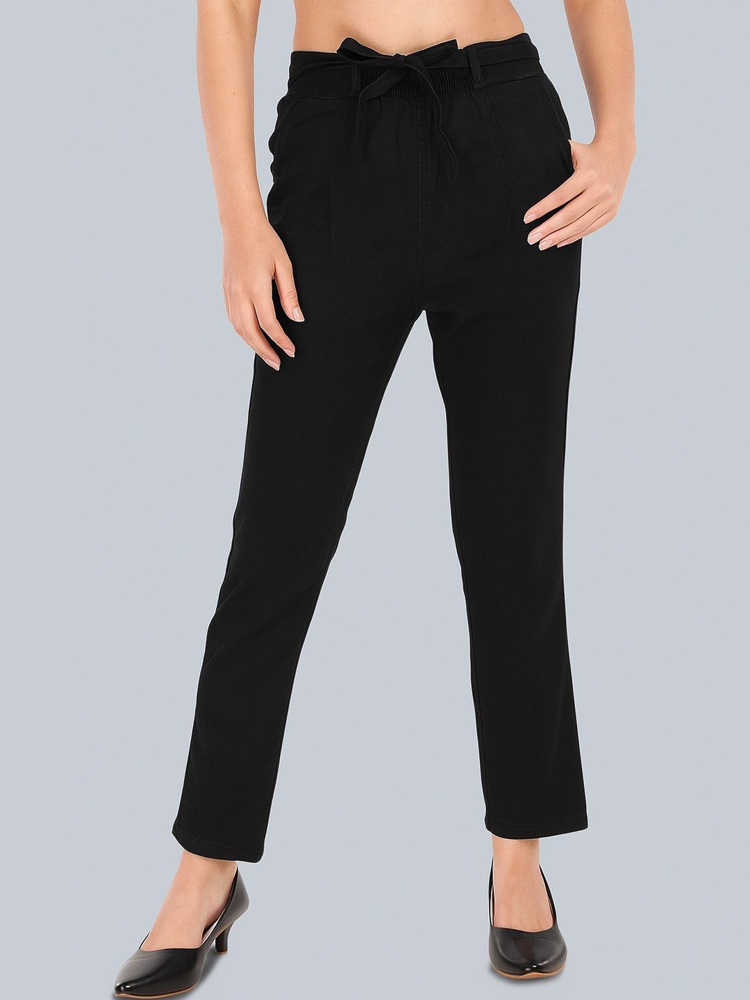 MM-21 Women Classic Straight Fit High-Rise Pleated Trousers