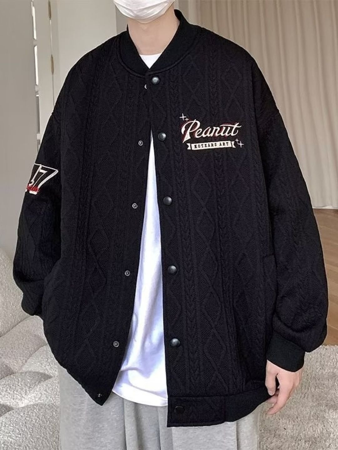 KPOP Men Brand Logo Varsity Jacket Embroidered