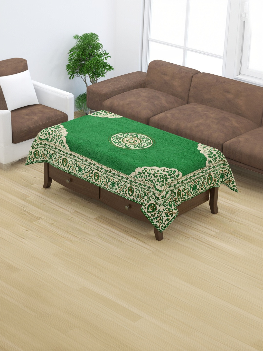 Furnishing Hut Green Floral 6-Seater Table Cover